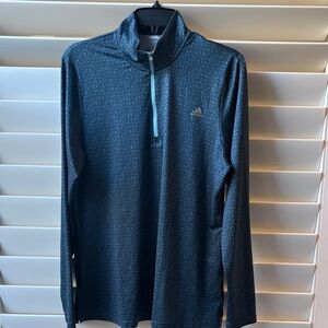 ADIDAS Golf Women's 1/4 Zip Long Sleeve Shirt Blue Print UPF 50; Sz: L; EUC